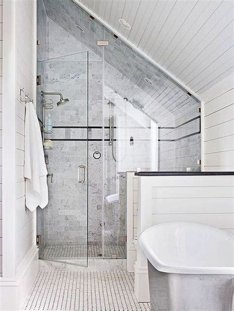 Making the most of small spaces is a common theme in homeownership. 30+ Modern Attic Bathroom Design Ideas - COODECOR | Small attic bathroom, Bathroom shower design ...