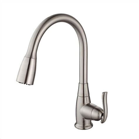 Home depot kitchen faucets baansalinsuites com. Kraus Single Lever Pull Out Kitchen Faucet Satin Nickel ...