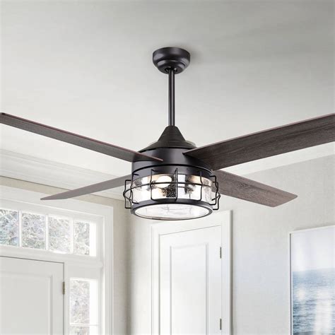52 In Oil Rubbed Bronze Wood 4 Blades Ceiling Fan With Remote