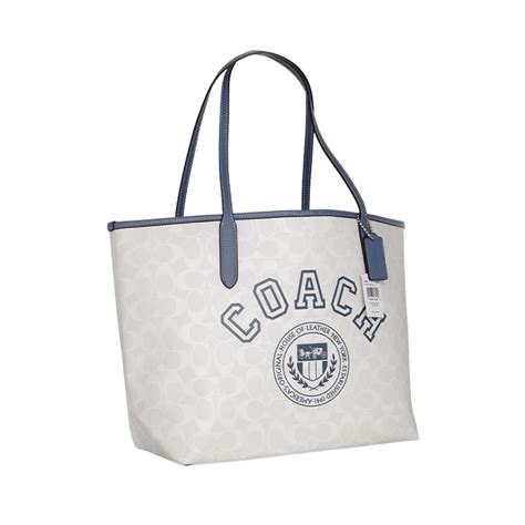 Coach City Tote In Signature Canvas With Varsity Motif Tips Sebelum