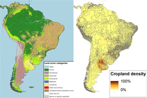 Land Cover And Cropland Density Of South America