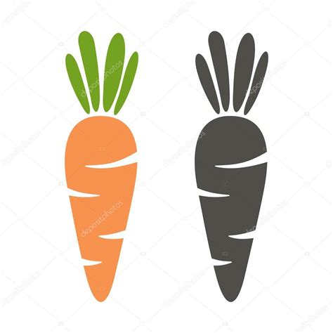 Silhouette Of Carrots And Black Color On A White Background Stock