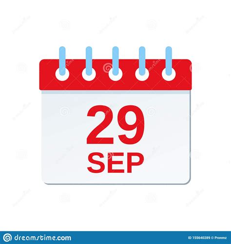 29 September Calendar Icon World Heart Day Vector Illustration Stock