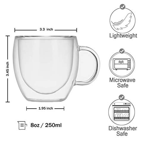 Double Walled Glass Coffee Mugs Espresso Cups Drinking Glasses For Coffeeandtea Insulated Glass