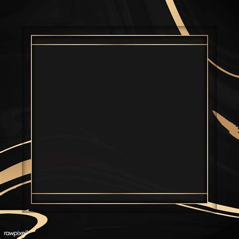 Download Premium Vector Of Square Gold Frame On A Black Fluid Patterned