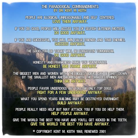 Love Them Anyway The Paradoxical Commandments