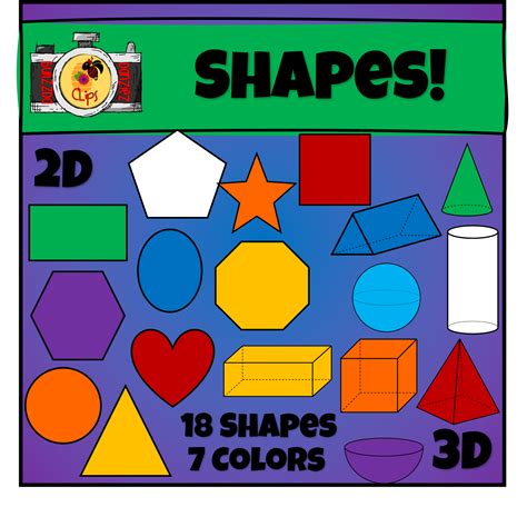 2D Shapes Clipart Geometric Clipart Cute Clipart Teacher Clipart