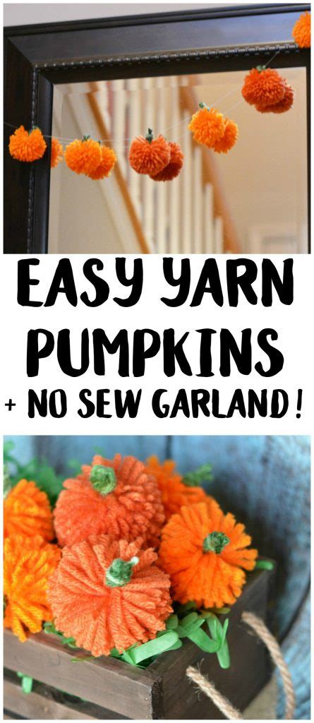 Easy Diy Yarn Pumpkins No Sew Pumpkin Garland Not Quite Susie