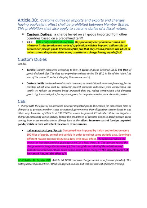 Customs Duties Book Tutorial And Lecture Combined Revision Notes