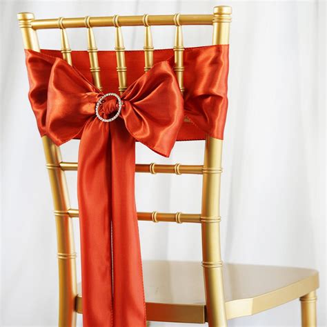5 Pack 6x106 Terracotta Satin Chair Sashes Tableclothsfactory