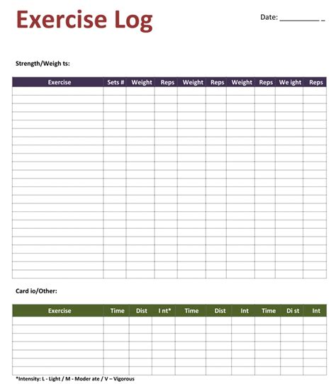 Free Printable Workout Log Sheet Eoua Blog