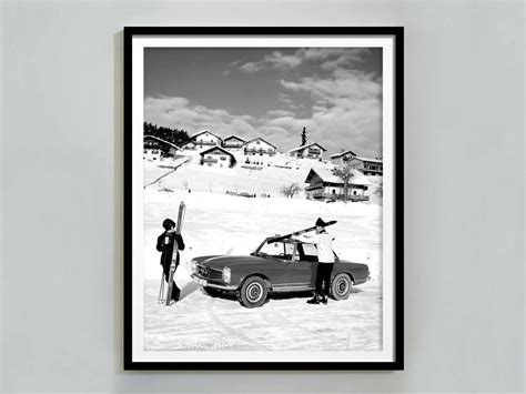 Vintage Apres Ski Poster Photo Print Black And White Winter Etsy