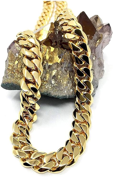 Lifetime Bling 18k Gold Cuban Link Chain Necklace For Menwomen Real