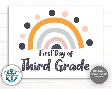 First Day Of Third Grade Sign 3rd Grader Printable Back To Etsy