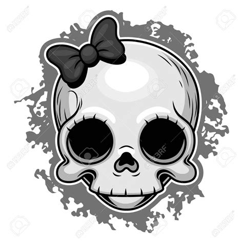 The challenge is to fill the mannequin with the right before starting the cartoon skeleton drawing, draw in the mannequin first. Cute girl skull with ribbon. | Skull illustration, Skull ...