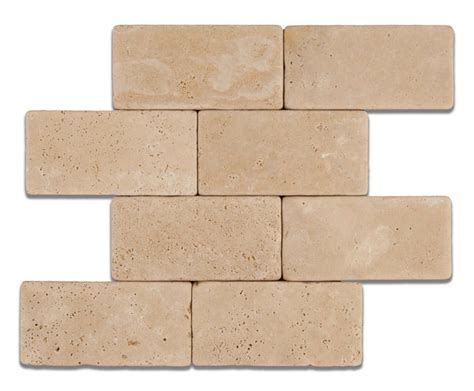 3 X 6 Ivory Travertine Subway Brick Field Tile Tumbled