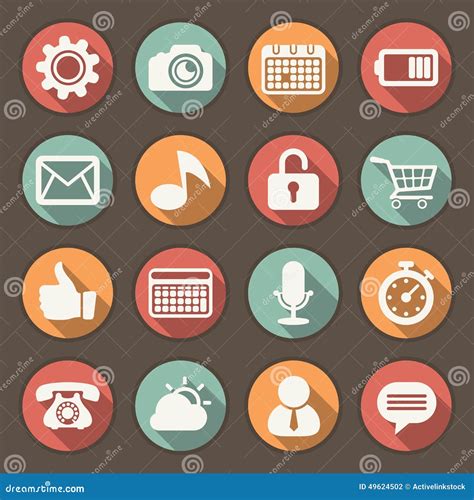 Flat Icons Set For Web And Mobile Applications Stock Vector