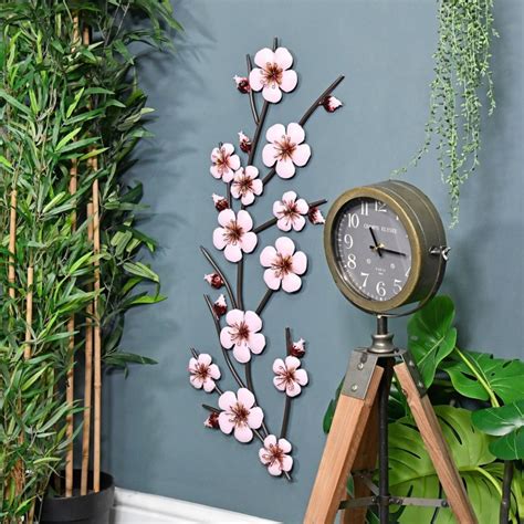 Pink Blossoms Metal Wall Art Black Country Metalworks