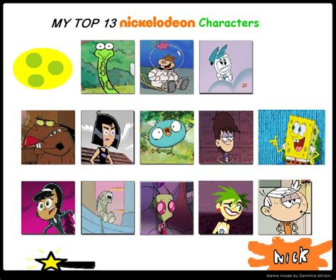 My Top 13 Favorite Nickelodeon Characters By Bart Toons On Deviantart