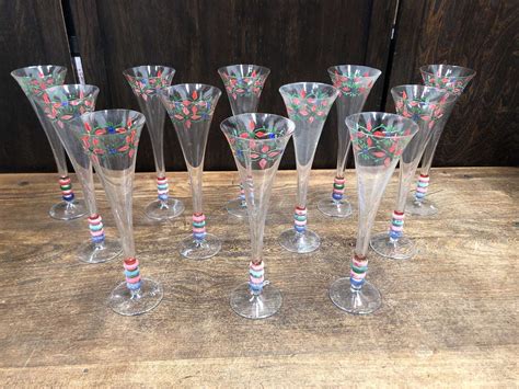 Lot 203 Twelve Hand Painted Champagne Flutes