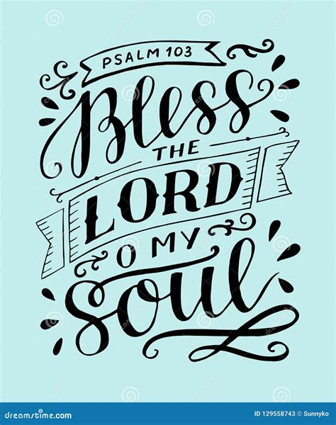 Hand Lettering With Bible Verse Bless The Lord O My Soul Psalm Stock