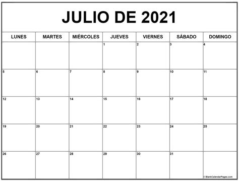 Julio De 2020 Calendario Gratis Calendario Julio
