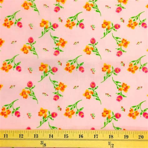 Freesia Pink Print Fabric Cotton Polyester Broadcloth By The Yard 60