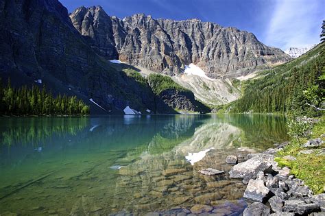 Fond Décran Bleu été Ciel Falaise Montagne Lac Canada