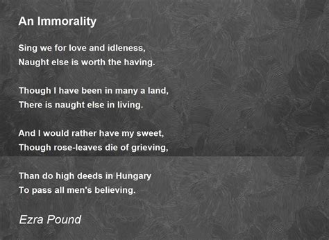 An Immorality Poem By Ezra Pound Poem Hunter