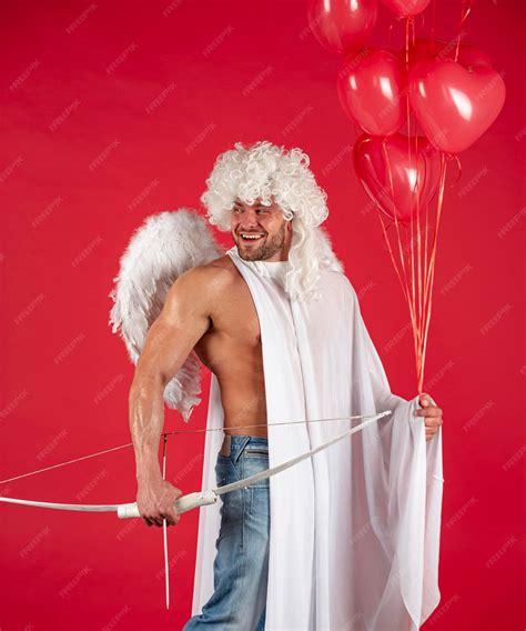 premium photo sexy angel valentines day handsome athlete man with angels wings