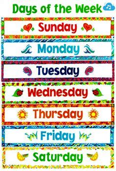 Action figures, building sets, character shop, dolls 110 ꧁Week Days꧁ ideas | day, week, printable flash cards