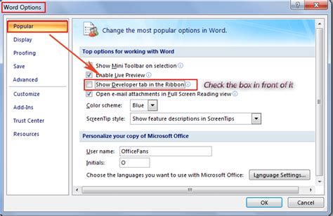 Where Is The Enable Developer Tab In Word 2007 2010 2013 2016 2019