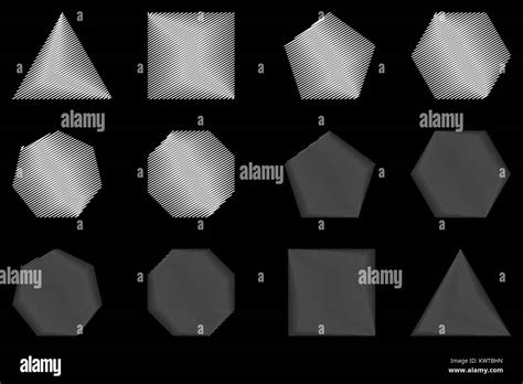 Geometric Shapes Set Vector Polygon Black On White Scribble Sketch