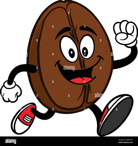 Coffee Bean Mascot Running A Cartoon Illustration Of A Coffee Bean