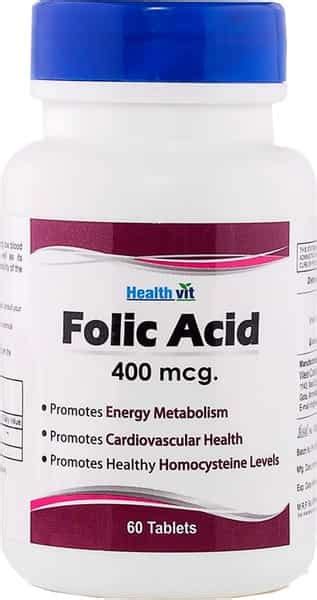Buy Healthvit Folic Acid 400mcg Heart Care Tablets Bottle Of 60 Online And Get Upto 60 Off At