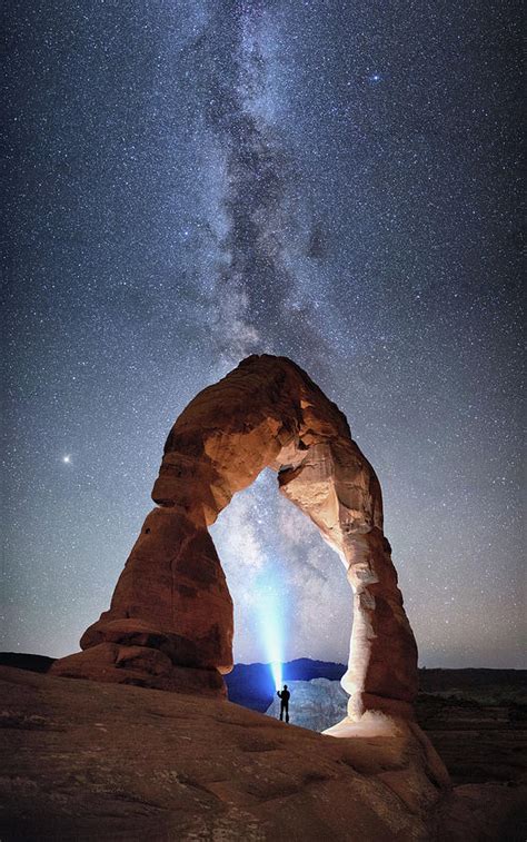 Milky Way Night Sky In Moab Arches National Park By Olena Art