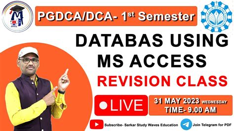 Pgdca Dca Live Revision Class Ms Access Database Main Exam