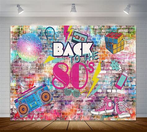 80s Theme Party Photography Backdrop Colorful Graffiti Wall Etsy