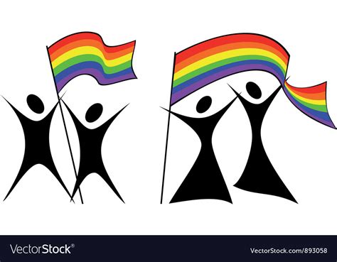 Gay Couples With A Flag Royalty Free Vector Image