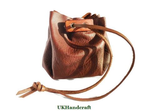 Large Leather Drawstring Pouch Leather Rugged Leather Drawstring Pouch