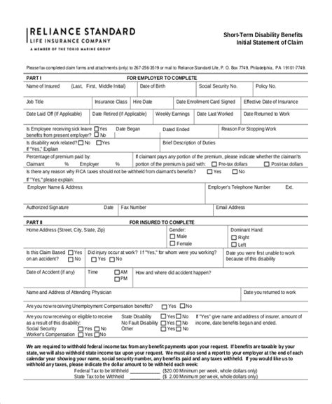 Free 9 Sample Social Security Disability Forms In Pdf Word
