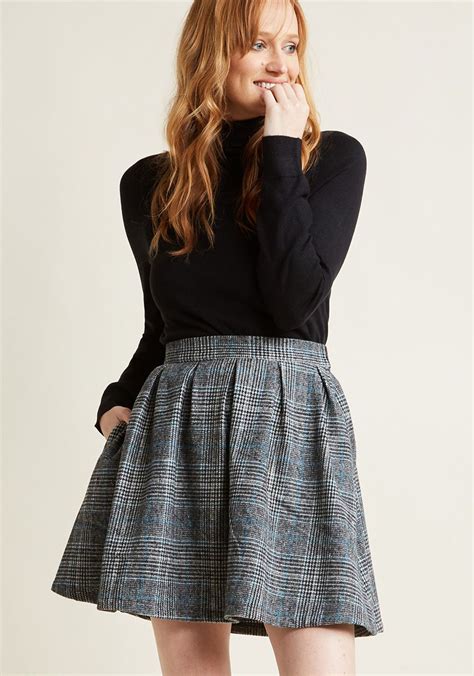 Brisk Taker Wool Mini Skirt In Grey Plaid A Drop In Temps Doesnt