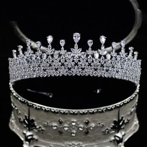 Sparkling Cubic Zirconia Tiara Sparkling Silver Tiara Wedding Crown