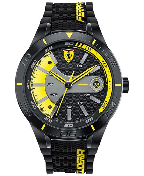 Scuderia Ferrari Mens Redrev Evo Black Silicone Strap Watch 46mm