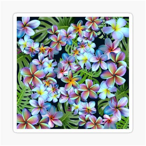 Rainbow Plumeria Dark Sticker By Moodymuse Redbubble