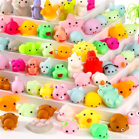 Junebrushs 120 Piezas Kawaii Mini Squishies Pequeños Mochi Squishy