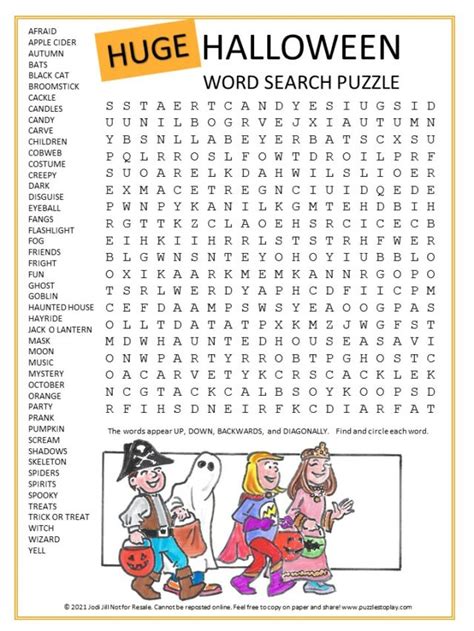 Huge Halloween Word Search For Kids Puzzles To Play