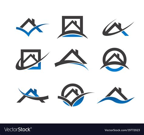 Real Estate House Roof Icons Royalty Free Vector Image