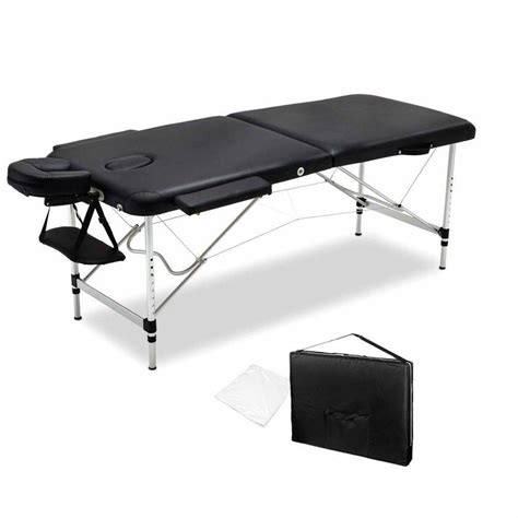 portable 2 fold aluminium massage table for beauty therapy 75cm black