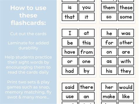 Frys First 100 Sight Words Flashcards Printable Etsy